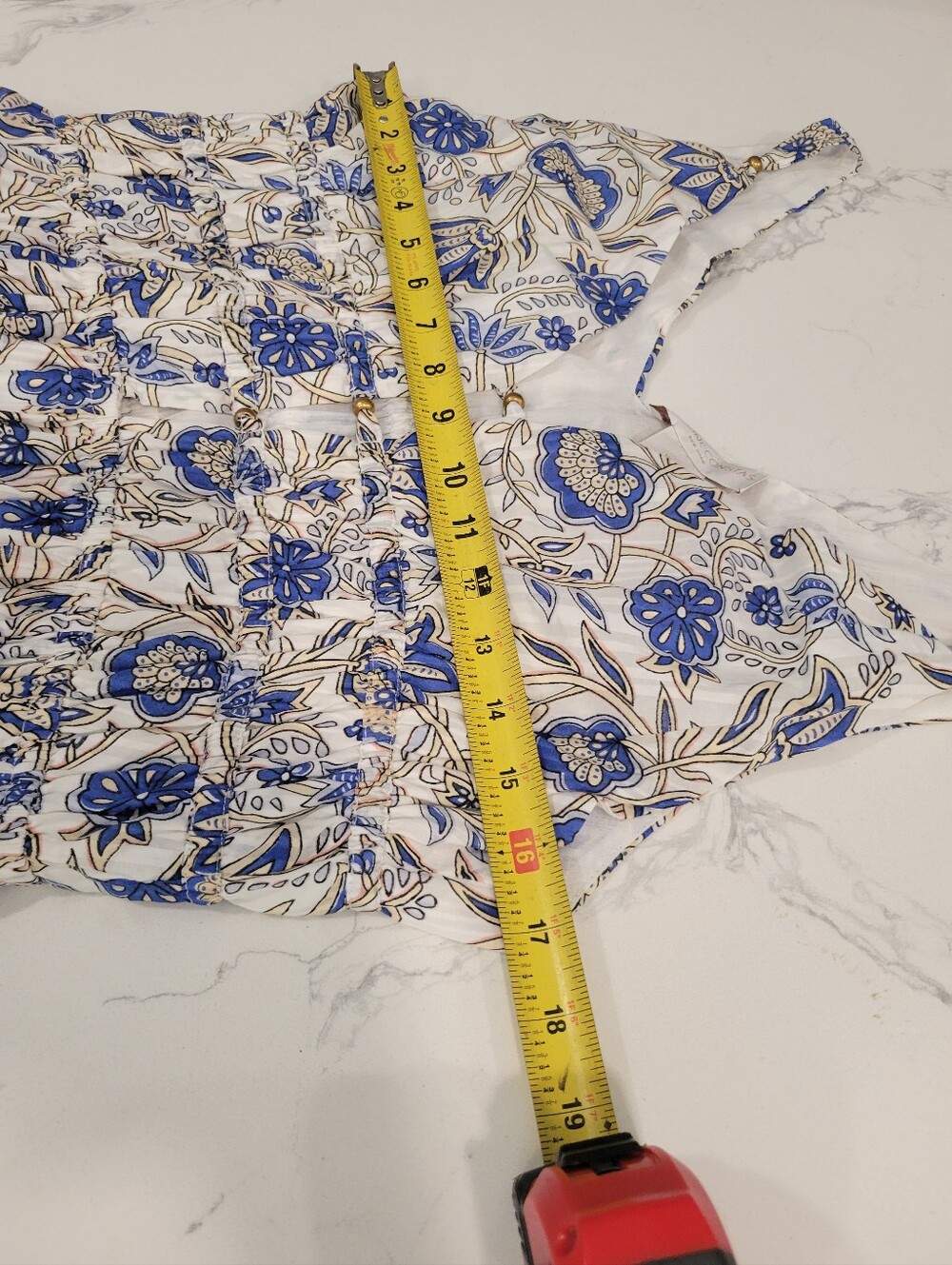 Caroline Constas White and Blue Floral Deep V Neckline Midi Dress Large - Picture 6 of 8